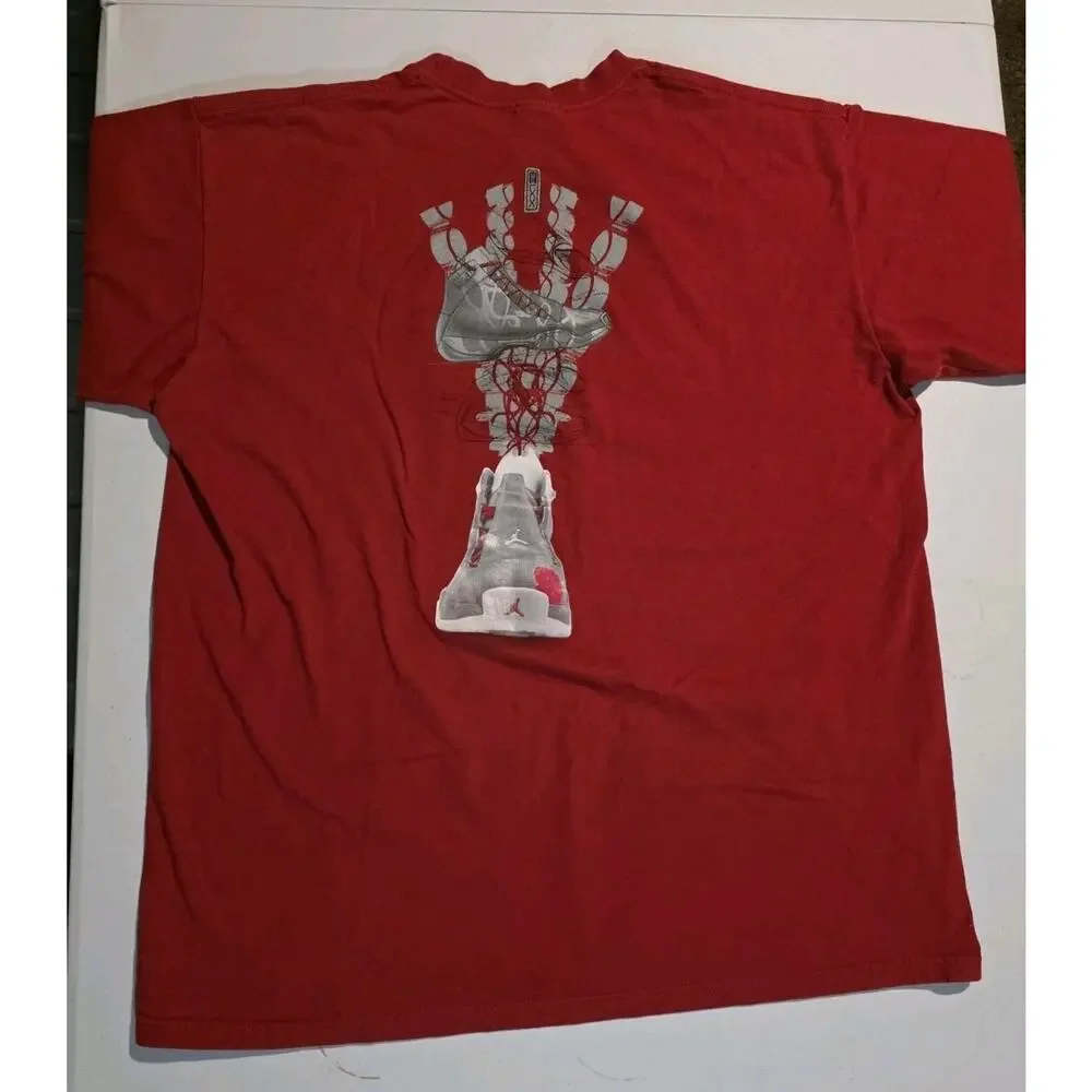 Jordan Brand Sneaker Sole Graphic T-Shirt Red Mens XL Vintage Shoes Tee